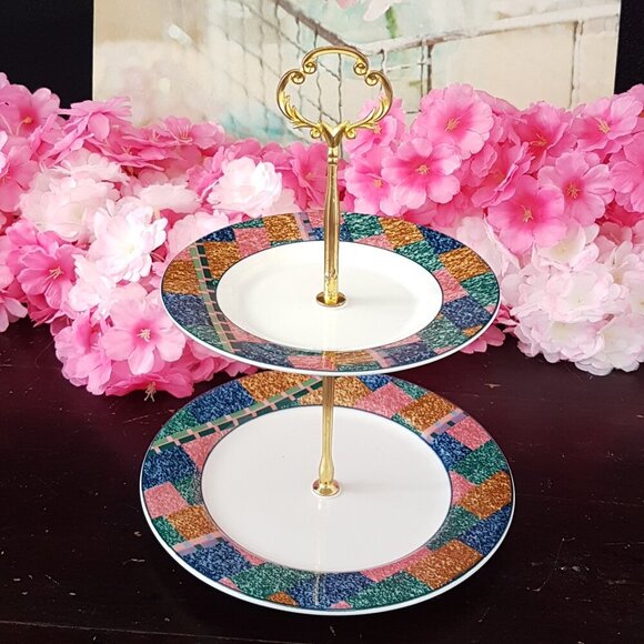 Handmade 2 Tier Cake Stand Dessert Jewelry Trinket Tray Tea Party Decor Gift - Picture 1 of 5